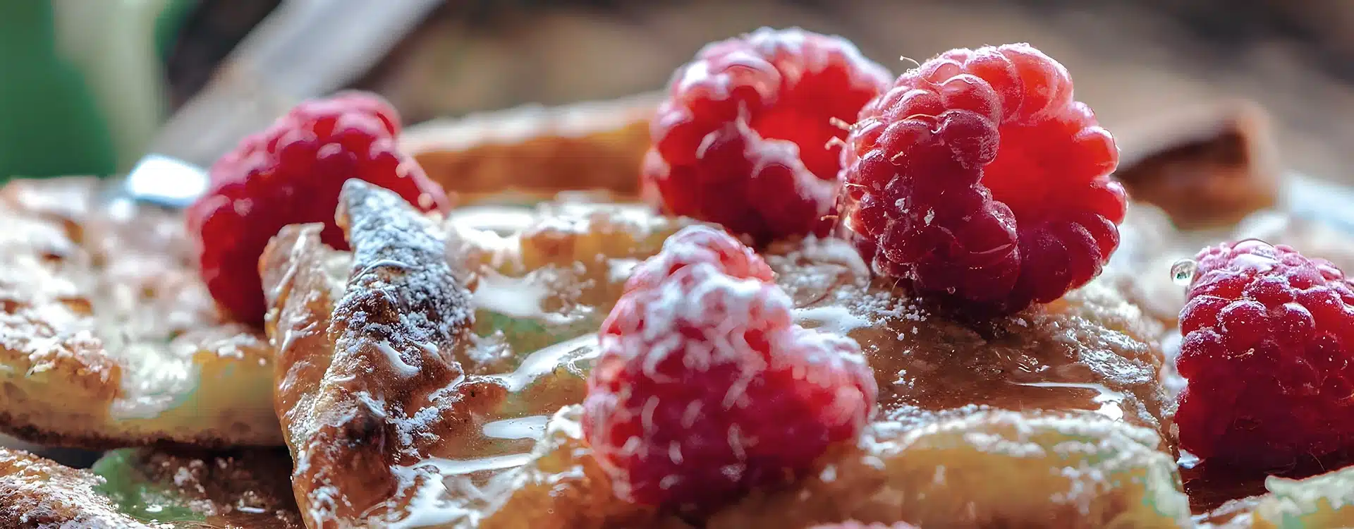 Crêpe dorée garnie de framboises